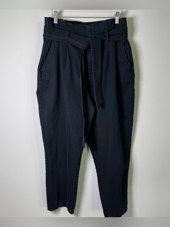 a new day Pants - A New Day Black High Waist Belted Pleat Front Cotton Trouser Pants Size 10